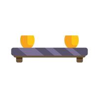 Two yellow ceramic teacups resting on wooden shelf in tranquil tea ceremony setting vector