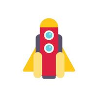 Red rocket launching, exploring space and innovation vector