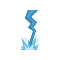 Lightning bolt striking ground, creating electric shockwave and flash vector