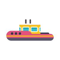 Tugboat floating on water with cabin and portholes vector