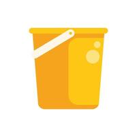 Yellow cleaning bucket with soap suds and handle vector