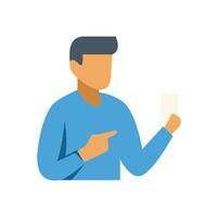 Man pointing at receipt illustration, explaining purchase or budget vector