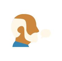 Senior man talking with speech bubble, communication and dialogue concept vector