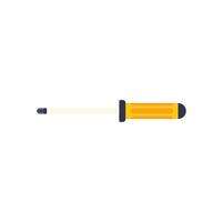 Yellow screwdriver tool lying horizontally with metal tip and plastic handle vector
