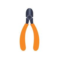 Diagonal cutting pliers with orange handles on white background vector