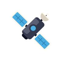 Orbital satellite transmitting data in space, modern technology vector