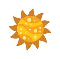 Bright yellow sun shining with wavy lines and circles design vector