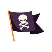 Jolly roger waving, pirate flag with skull and crossbones symbolizing maritime robbery and danger vector
