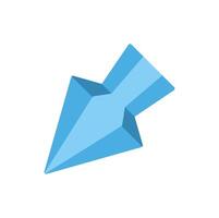 Blue arrow pointing down representing decrease, fall, or decline vector