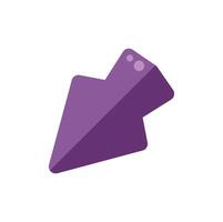 Purple arrow pointing down left with subtle shadow effect vector