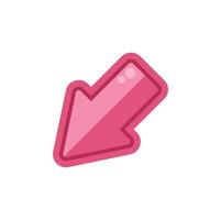 Pink diagonal arrow pointing down left on white background vector