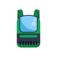 Green backpack with transparent compartment and ventilation grid, front view vector