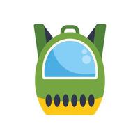 Green and yellow spaceship floating in space with big window vector