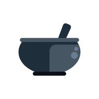 Witch stirring magic potion in a cauldron with bubbling liquid vector