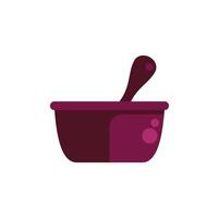 Mixing ingredients in a bowl with a spoon, culinary preparation vector