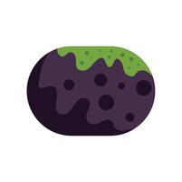 Round asteroid floating in space with green substance dripping vector