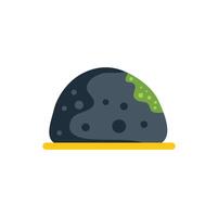 Meteorite resting on a yellow surface with green mold growing on it vector