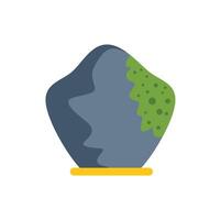 Decorative stone covered with moss on a stand for landscape design vector