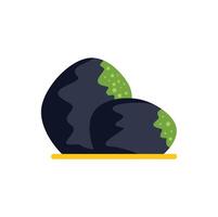 Two large stones covered with moss growing on a yellow surface vector