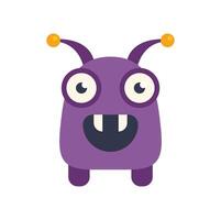 Purple cartoon alien character smiling and showing teeth vector