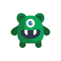 Friendly green monster smiling and showing teeth vector