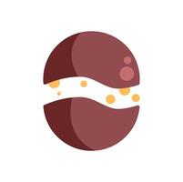 Chocolate covered cream filled cookie splitting open, revealing filling vector