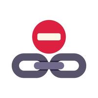 Broken link with minus sign is stopping connection, chain is broken vector