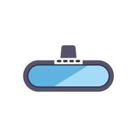 Rearview mirror hanging from windshield reflecting sky light vector