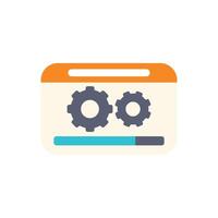 Web page showing updating progress with gears rotating and progress bar loading vector
