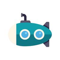 Turquoise submarine exploring deep ocean depths with portholes and periscope vector