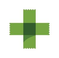 Green cross made of adhesive tape creating plus sign symbol vector