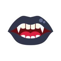 Vampire lips showing fangs and teeth baring isolated on white background vector