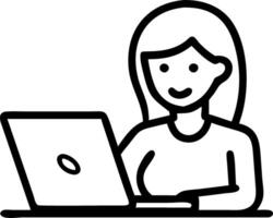 Young woman girl student using laptop elearning remote working at home office using laptop pc computer for webinar learning online training digital education sitting at table writi vector