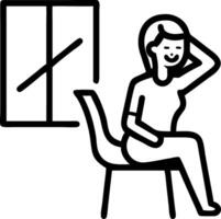 Young relaxed smiling pretty woman relaxing sitting on chair at home happy positive beautiful lady feeling joy enjoying wellbeing and lounge chilling near window in modern cozy apa vector