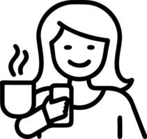 Young smiling pretty woman holds smartphone technology drinks tea or coffee while relaxing at home happy positive lady enjoys using mobile cell phone having fun while shopping in e vector
