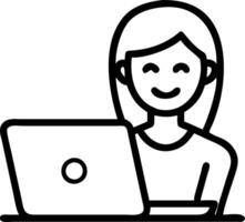 Young happy professional business woman worker employee sitting at desk working on laptop in corporate office smiling female student using computer technology learning online doing vector