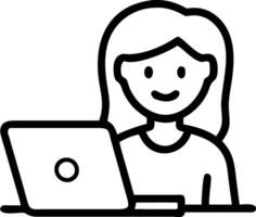 Young female student engages in e learning or remote work at home office using laptop for webinars online training digital education sits at table writing notes Set 10 vector