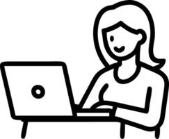 Young female student engages in e learning or remote work at home office using laptop for webinars online training digital education sits at table writing notes Set 7 vector