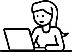 Young female student engages in e learning or remote work at home office using laptop for webinars online training digital education sits at table writing notes Set 3 vector