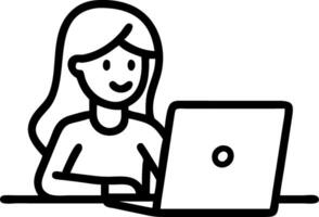 Young female student engages in e learning or remote work at home office using laptop for webinars online training digital education sits at table writing notes Set 8 vector
