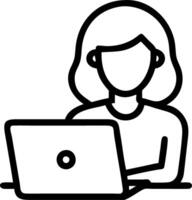 Young female executive using laptop at work focusing on client communication driving meaningful results through online collaboration vector