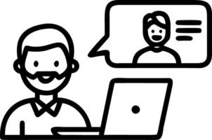 Young bearded Indian business man teacher talking teleworking having virtual classroom meeting working on laptop computer giving online webinar training remote class on confe vector