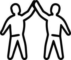 Work team of two happy diverse male professional workers celebrating achievement or project success giving high five as concept of good corporate teamwork results startup growth to vector