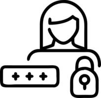 Woman entering username and password on holographic interface displaying secure padlock encryption symbols representing data protection and cybersecurity in empty space Set 3 vector