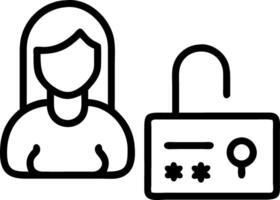 Woman entering username and password on holographic interface displaying secure padlock encryption symbols representing data protection and cybersecurity in empty space Set 4 vector