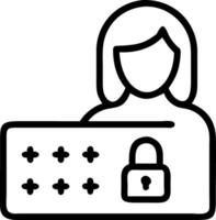 Woman entering username and password on holographic interface displaying secure padlock encryption symbols representing data protection and cybersecurity in empty space Set 2 vector