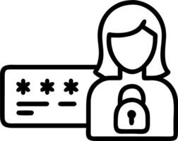 Woman entering username and password on holographic interface displaying secure padlock encryption symbols representing data protection and cybersecurity in empty space Set 5 vector