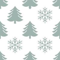 Winter whites seamless pattern with snowflakes frosted trees and soft snow for a serene peaceful winter design Set 4 vector