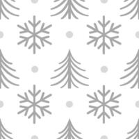 Winter whites seamless pattern with snowflakes frosted trees and soft snow for a serene peaceful winter design Set 5 vector