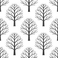 Winter trees seamless pattern with towering oak trees and light snow for a majestic winter woodland design vector